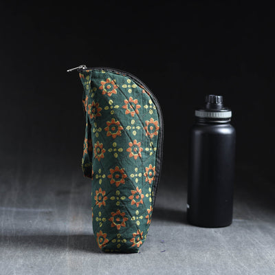 Green Handmade Cotton 1L Water Bottle Cover