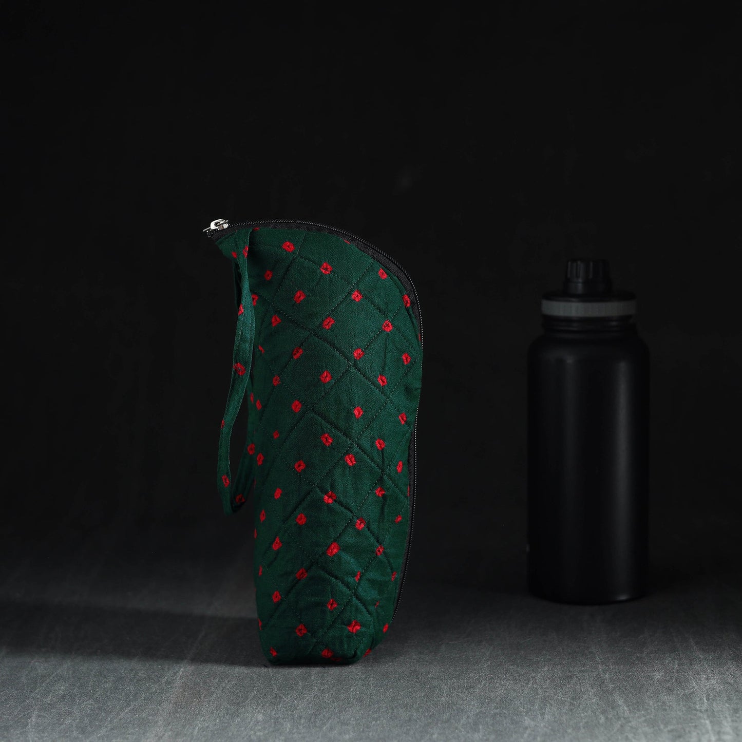 Green Handmade Cotton 1L Water Bottle Cover