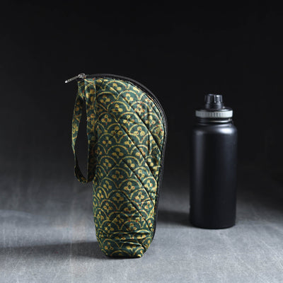 Green Handmade Cotton 1L Water Bottle Cover