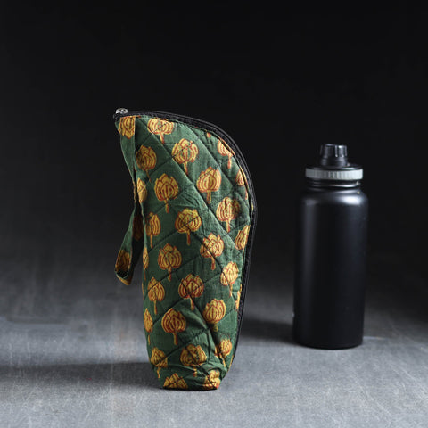 Green Handmade Cotton 1L Water Bottle Cover