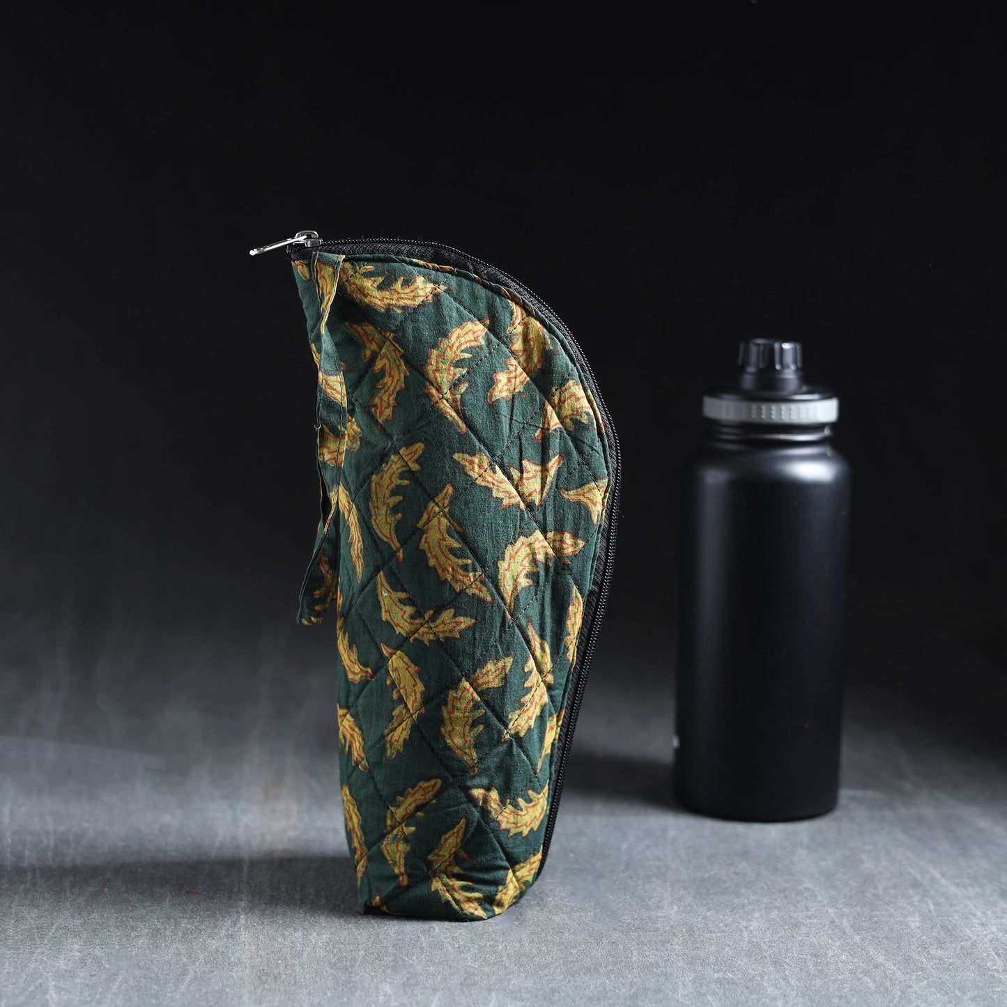Green Handmade Cotton 1L Water Bottle Cover