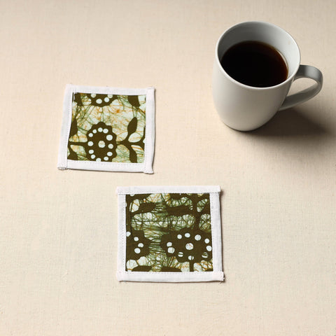 Green Handmade Cotton Coasters (Set of 2)