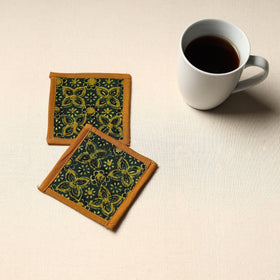 Green Handmade Cotton Coasters (Set of 2)