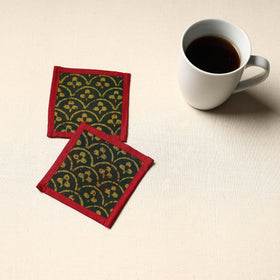 Green Handmade Cotton Coasters (Set of 2)