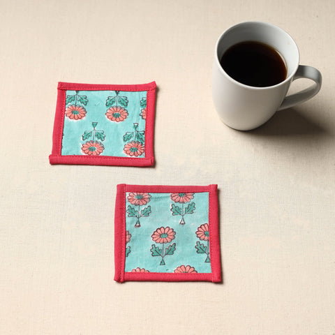 Green Handmade Cotton Coasters (Set of 2)