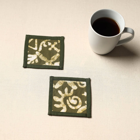 Green Handmade Cotton Coasters (Set of 2)