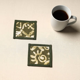 Green Handmade Cotton Coasters (Set of 2)