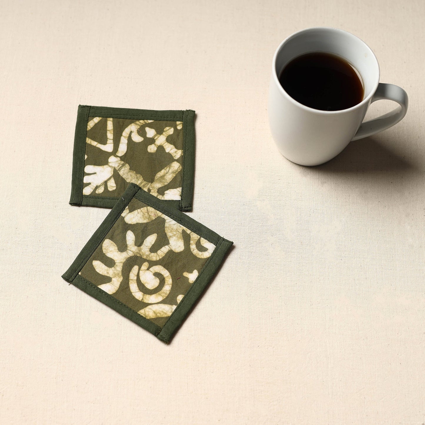 Green Handmade Cotton Coasters (Set of 2)
