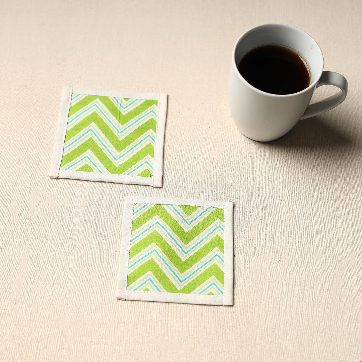 Green Handmade Cotton Coasters (Set of 2)