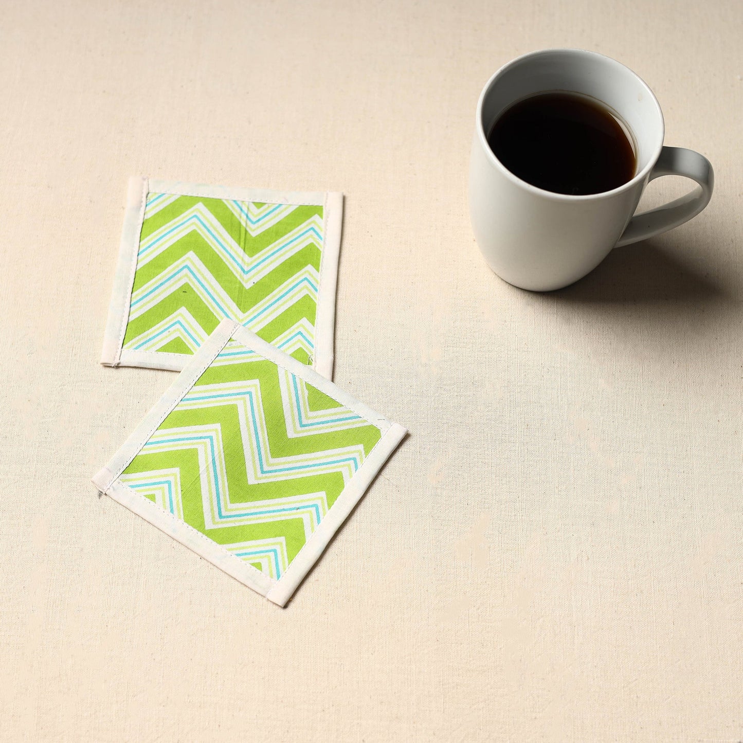 Green Handmade Cotton Coasters (Set of 2)