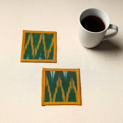 Green Handmade Cotton Coasters (Set of 2)