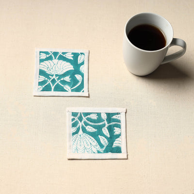 Green Handmade Cotton Coasters (Set of 2)