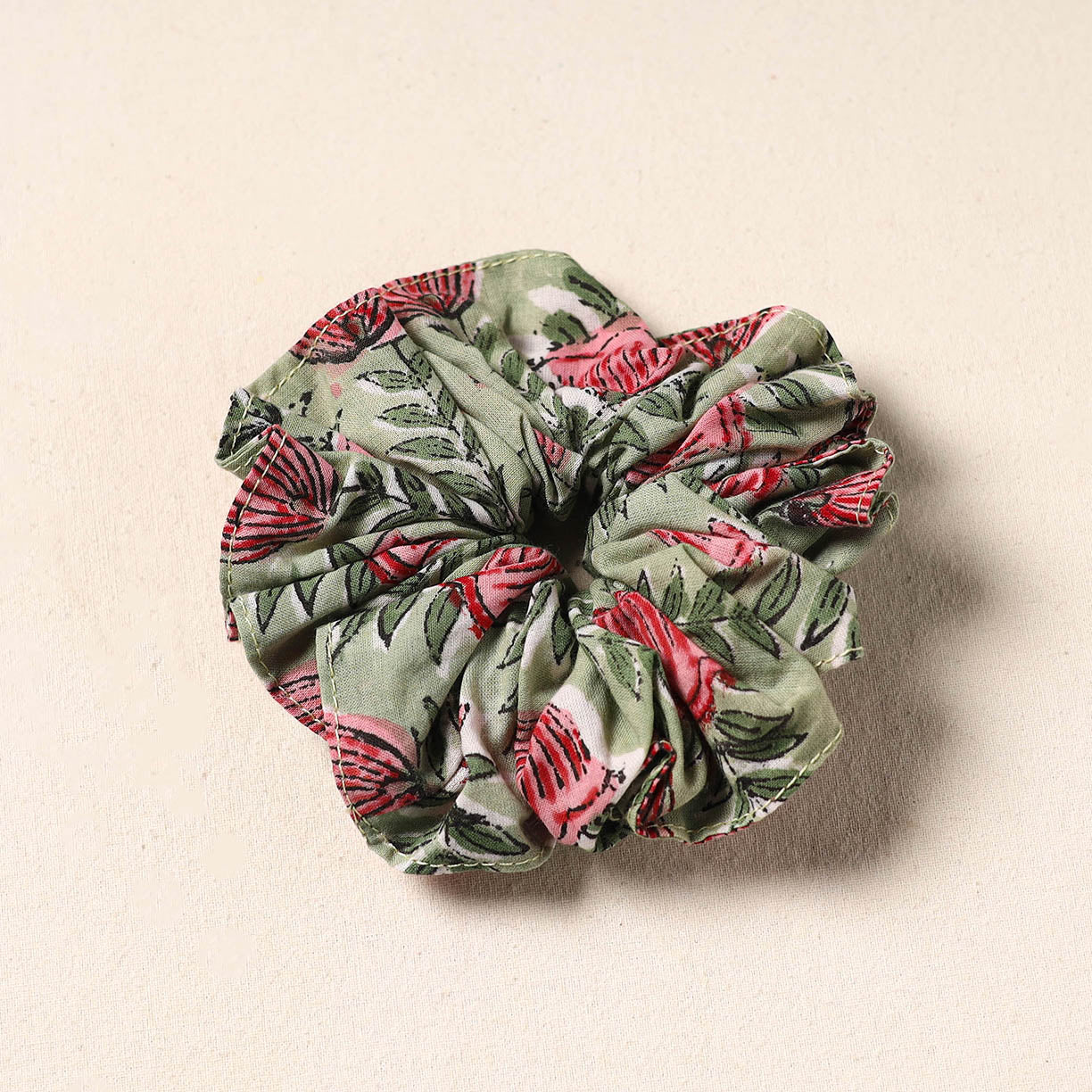 Green Handmade Cotton Elastic Rubber Band/Scrunchie
