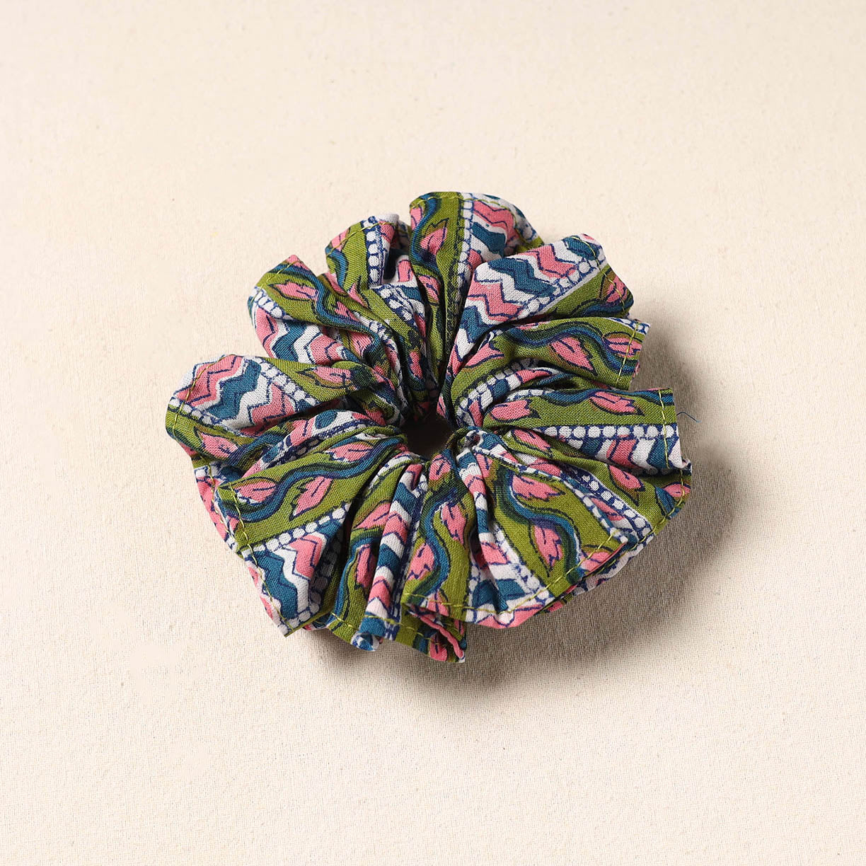 Green Handmade Cotton Elastic Rubber Band/Scrunchie