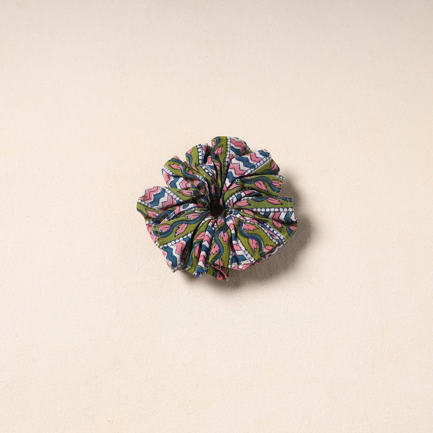 Green Handmade Cotton Elastic Rubber Band/Scrunchie