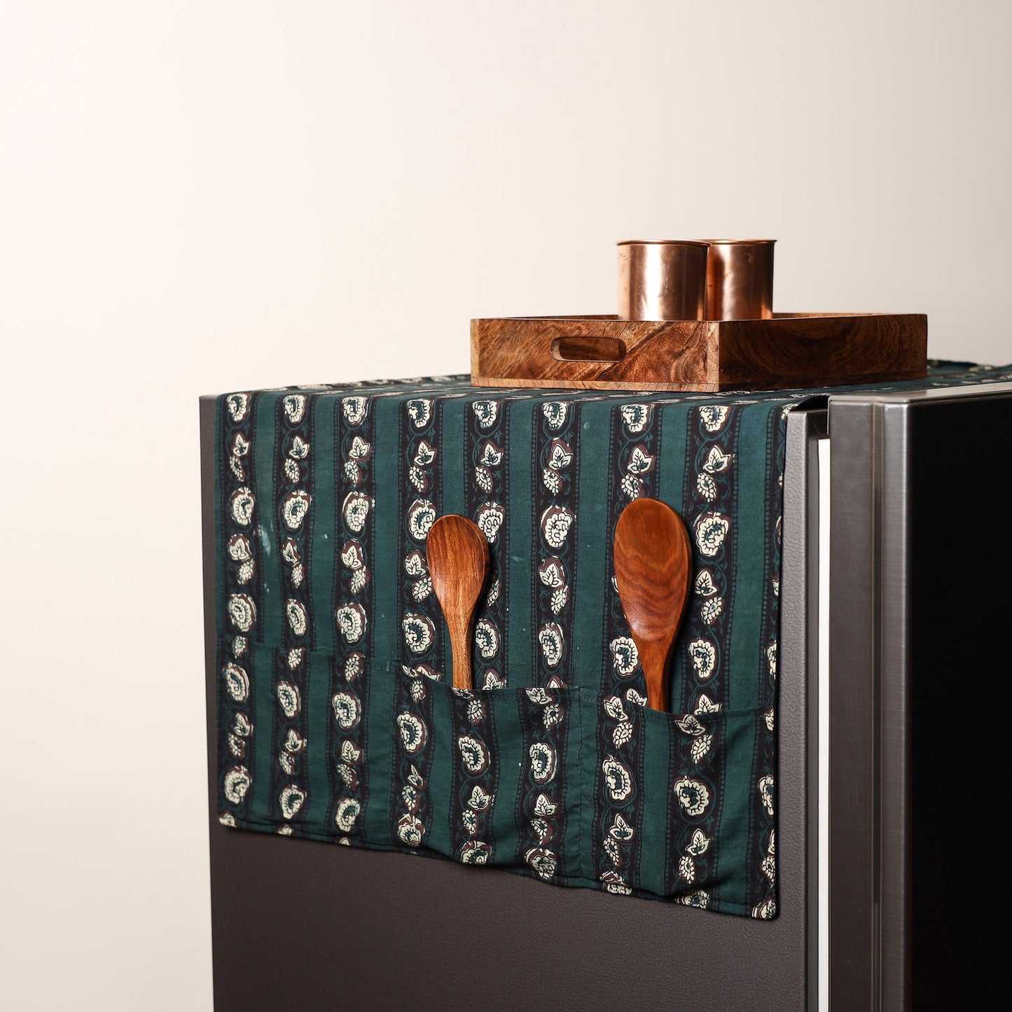 Green - handmade cotton fridge top cover with multiple