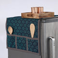 Block Printed Cotton Fridge Top Cover with Multiple Pockets