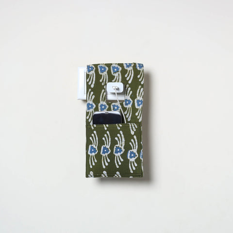 Green Handmade Cotton Mobile Charging Holder