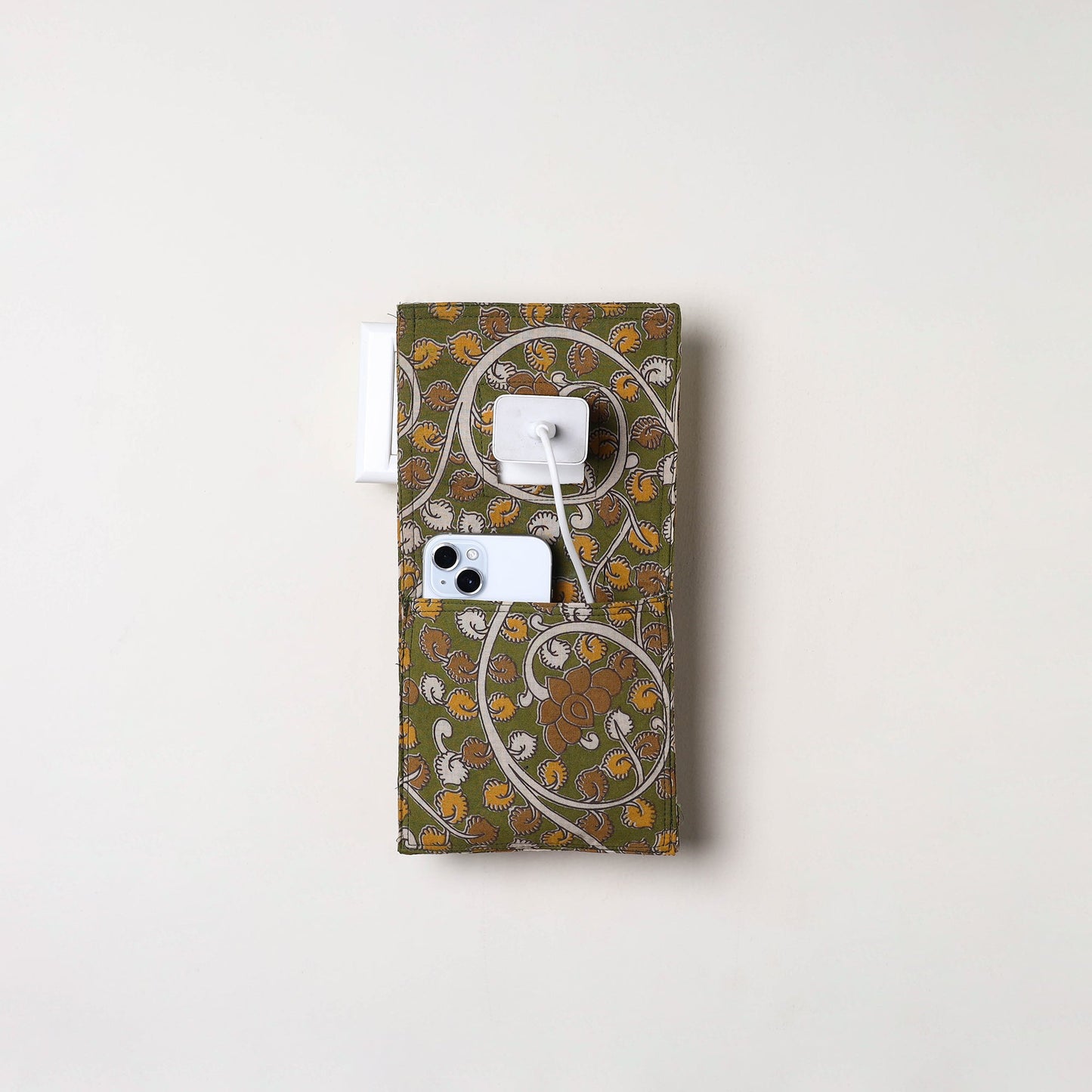 Green Handmade Cotton Mobile Charging Holder