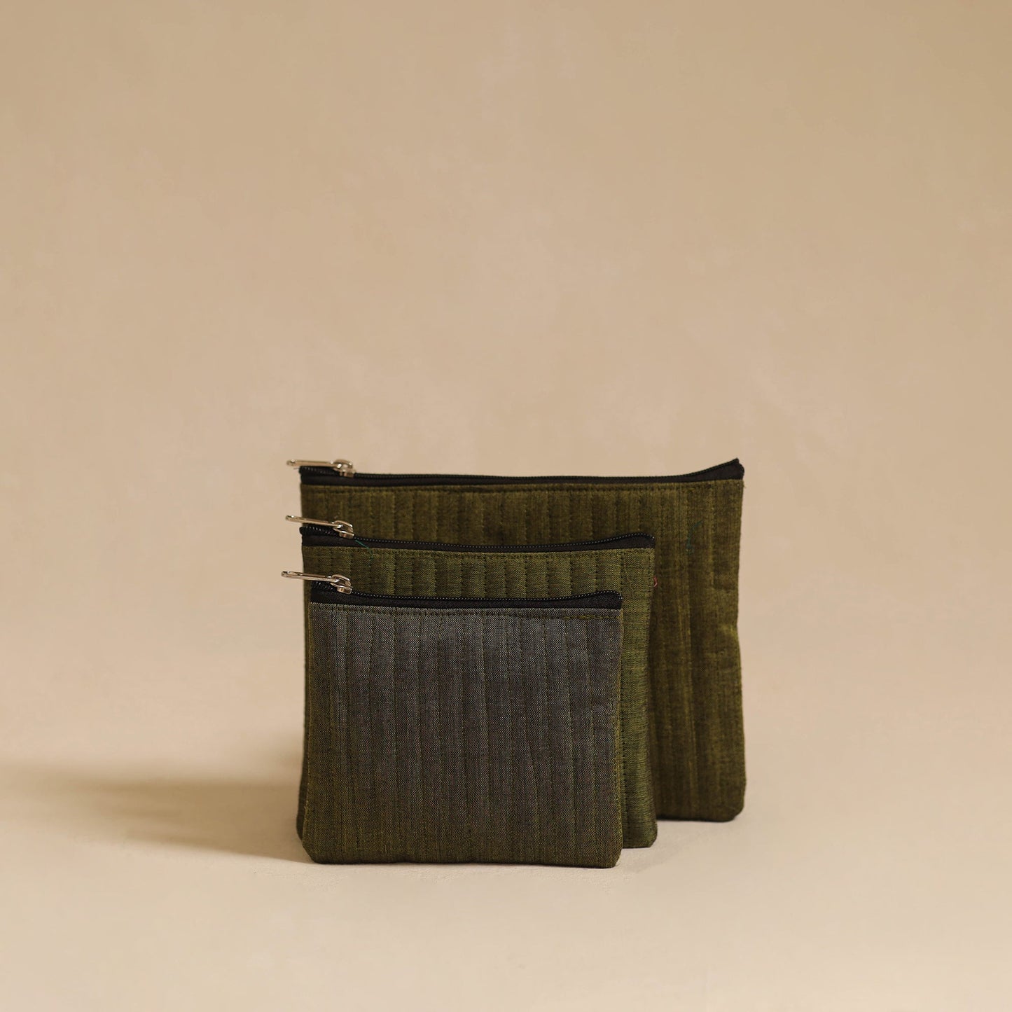 Buy Green Handmade Cotton Utility Pouch Set