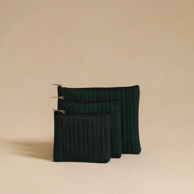 Buy Green Handmade Cotton Utility Pouch Set