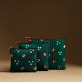 Green - handmade cotton multipurpose utility pouches (set