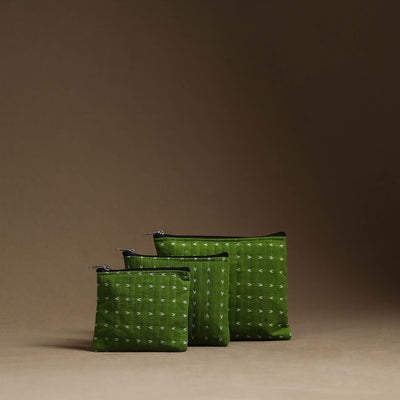 Green Handmade Cotton Multipurpose Utility Pouches (set of 3)