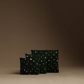 Green - handmade cotton multipurpose utility pouches (set