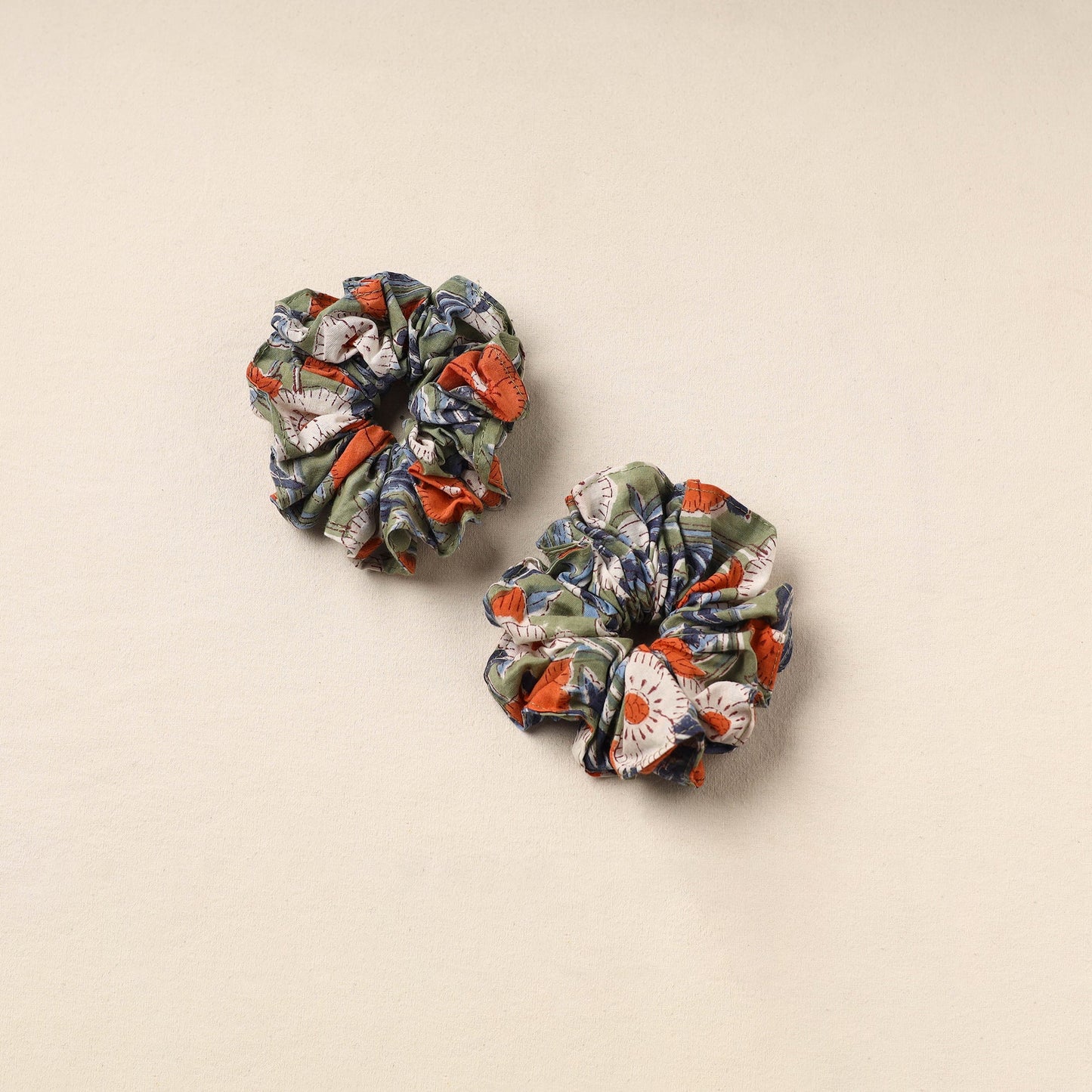 Green Handmade Cotton Rubber Bands/Scrunchies