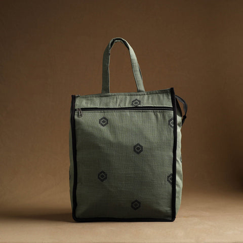 Green Handmade And Durable Cotton Shopping Hand Bag