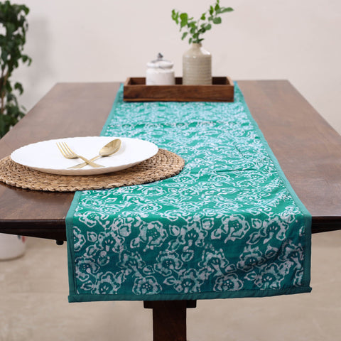 Green Handmade Cotton Table Runner