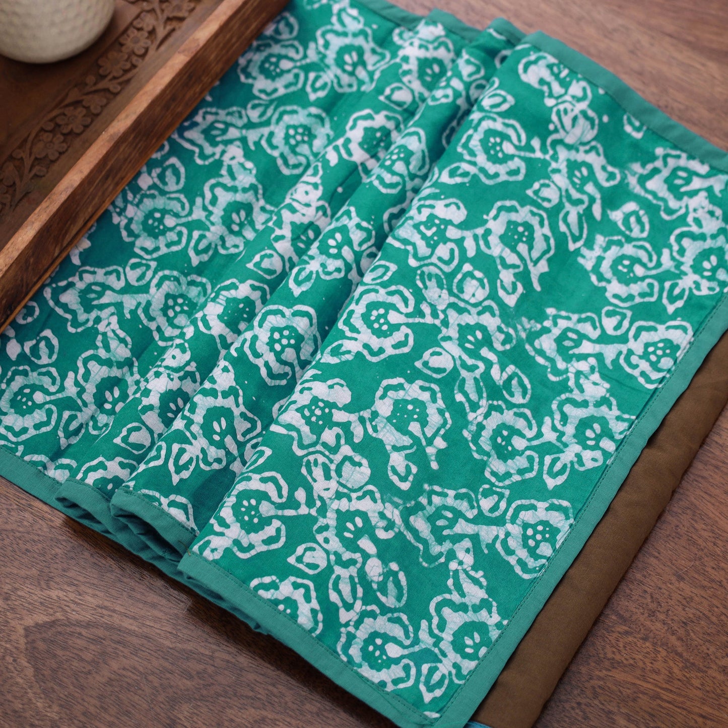 Green Handmade Cotton Table Runner
