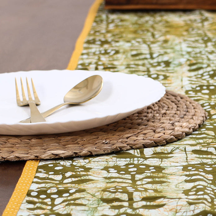 Green Handmade Cotton Table Runner