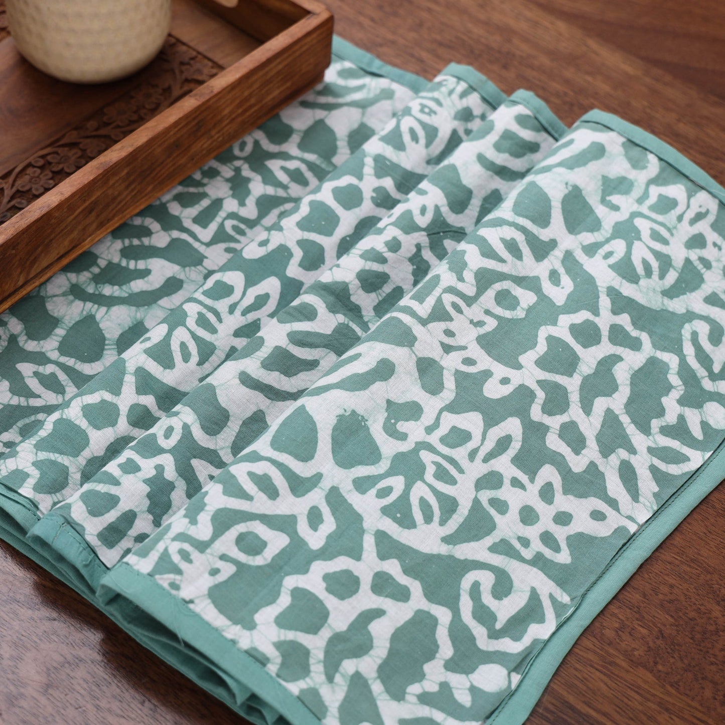 Green Handmade Cotton Table Runner