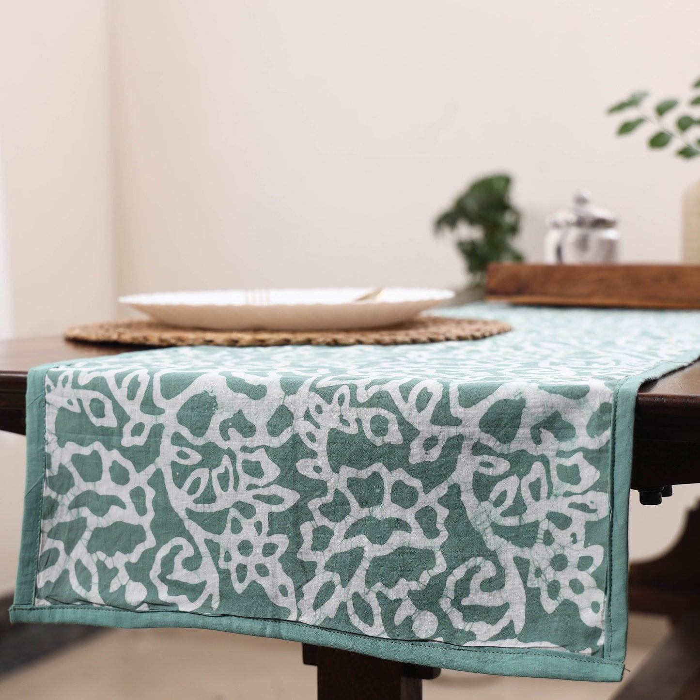 Green Handmade Cotton Table Runner