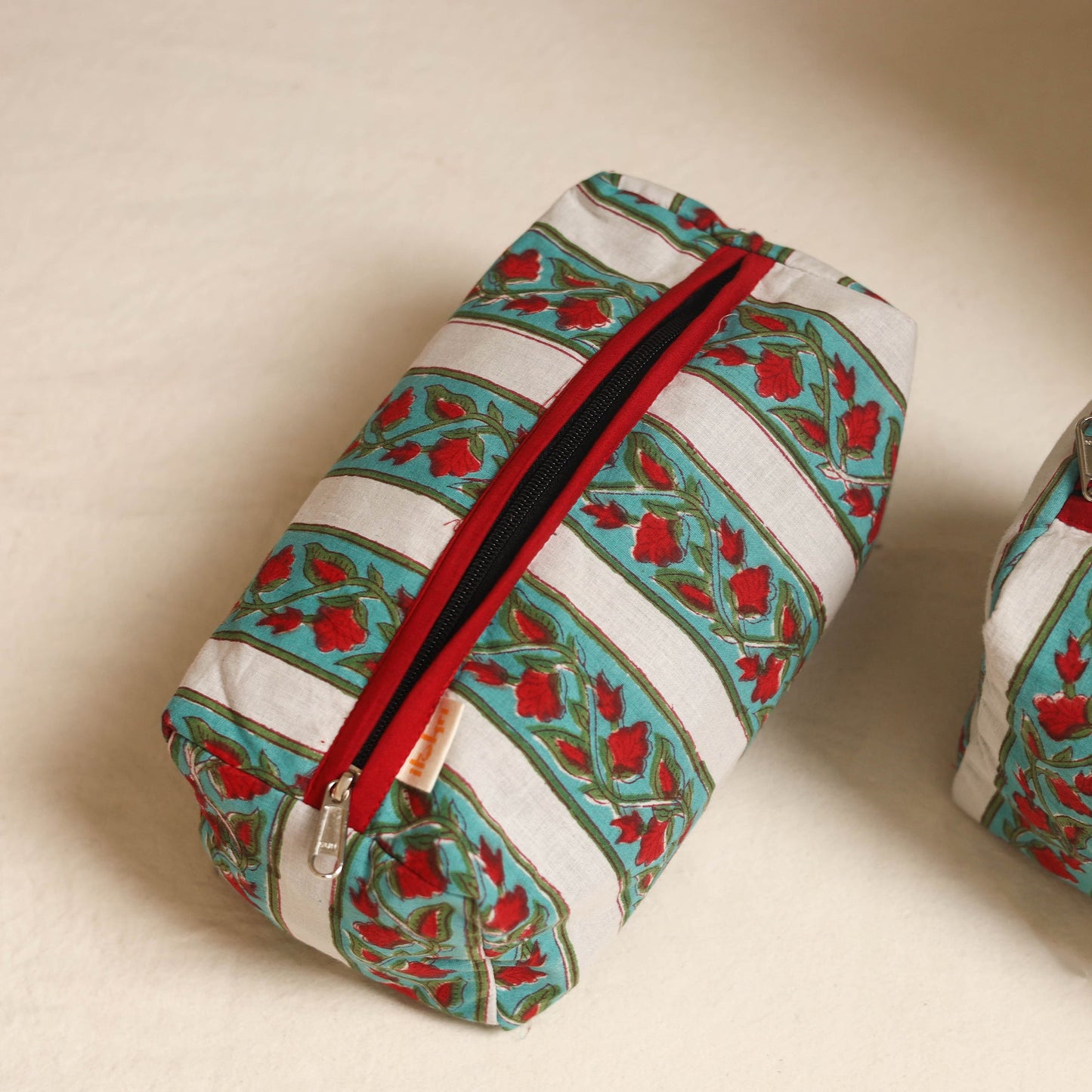 Green - handmade cotton toiletry bags (set of 3) 07