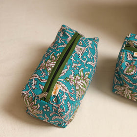 Green - handmade cotton toiletry bags (set of 3) 09