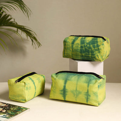  Green Handmade Cotton Toiletry Bags (Set of 3)