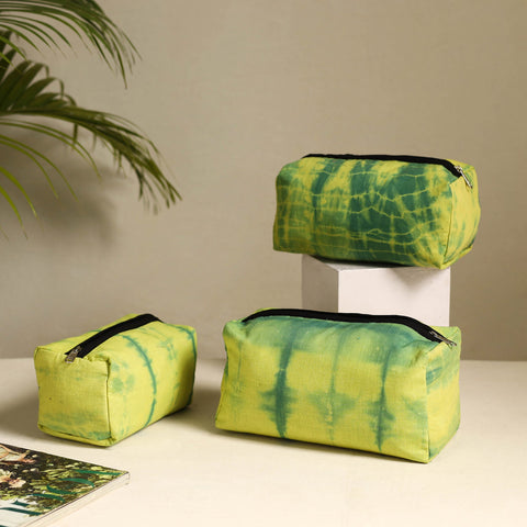  Green Handmade Cotton Toiletry Bags (Set of 3)
