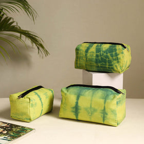  Green Handmade Cotton Toiletry Bags (Set of 3)