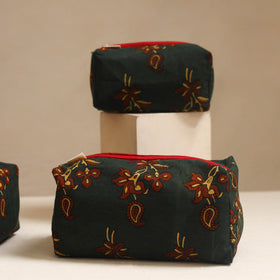 Green - handmade cotton toiletry bags (set of 3) 26