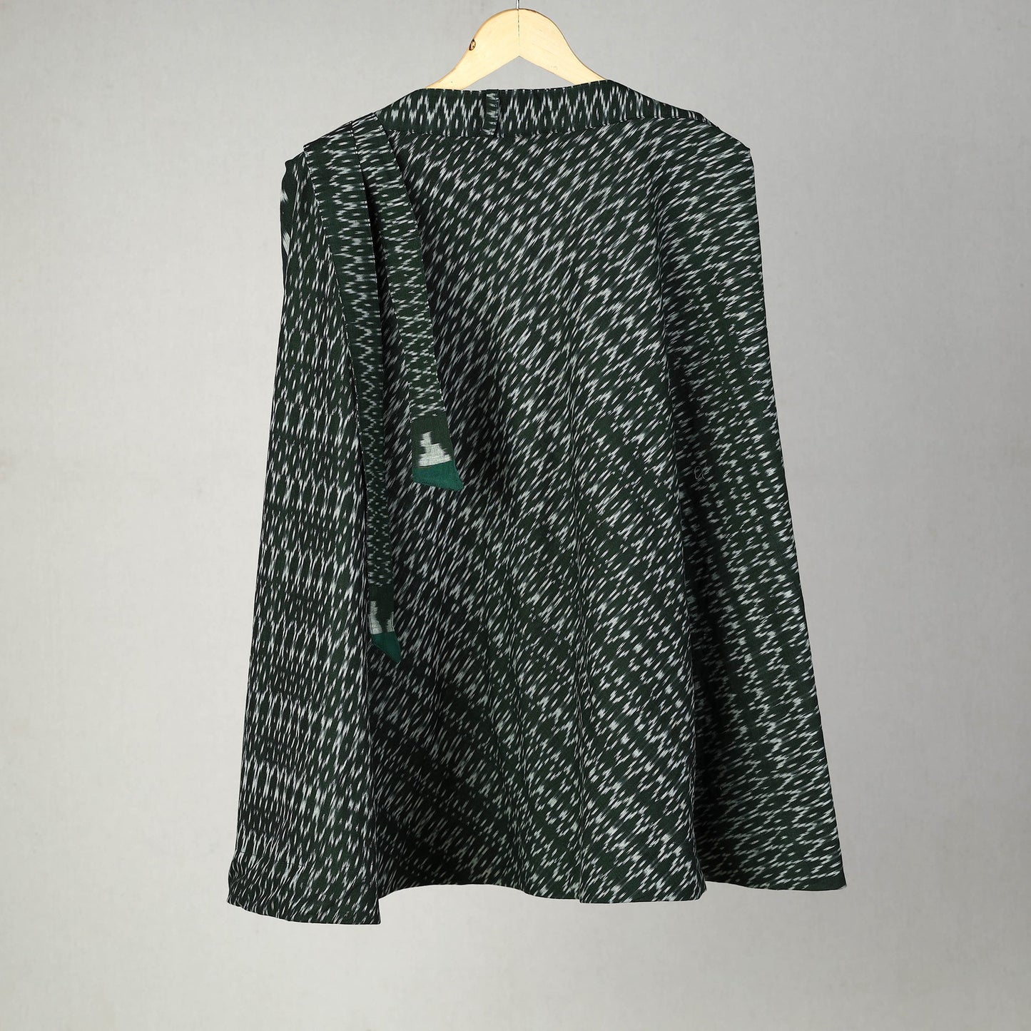 Green Handmade Cotton Wrap Around Pochampally Ikat Skirt