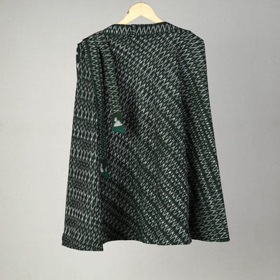 Green Handmade Cotton Wrap Around Pochampally Ikat Skirt