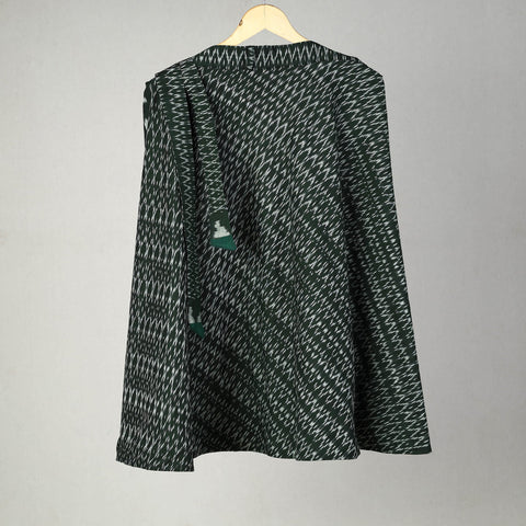 Green Handmade Cotton Wrap Around Pochampally Ikat Skirt