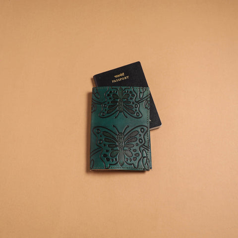 Handmade embossed leather passport cover 50 - handcrafted