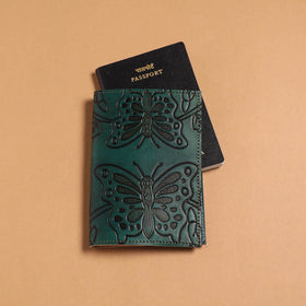 Handmade embossed leather passport cover 50 - handcrafted