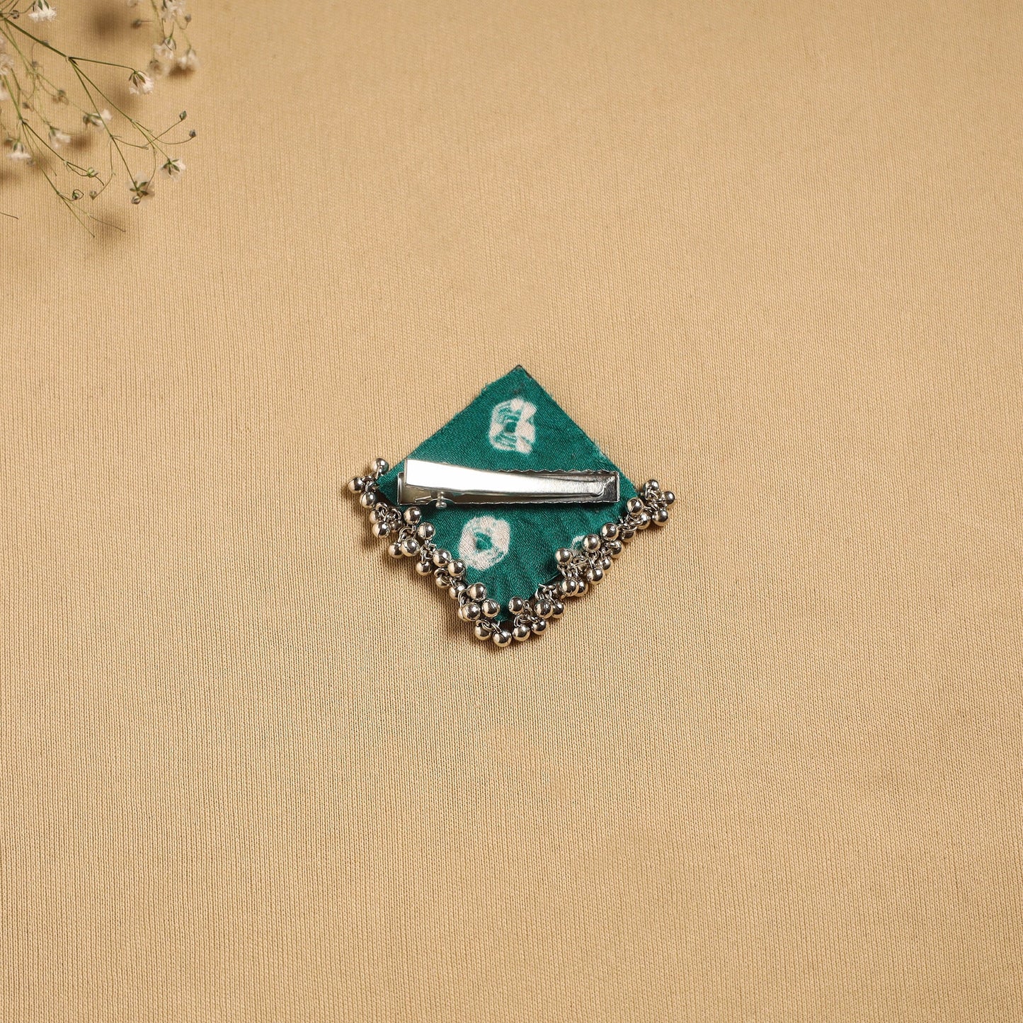 Handmade fabart ghungroo work hair clip 06 - handcrafted