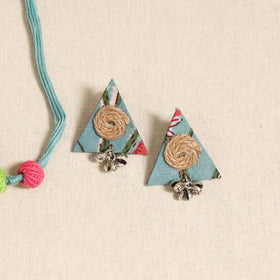 Green - handmade fabart shell necklace set 17 - handcrafted