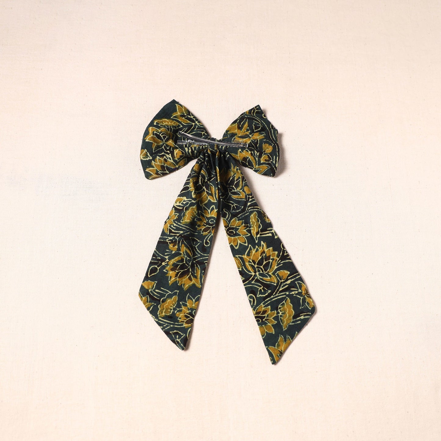 Green - handmade fabric bow hair clip 11 - handcrafted