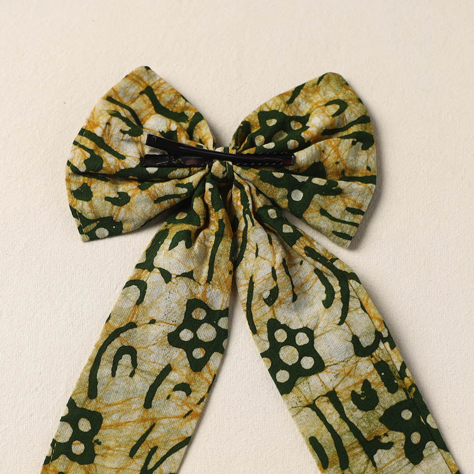 Green Handmade Fabric Bow Hair Clip